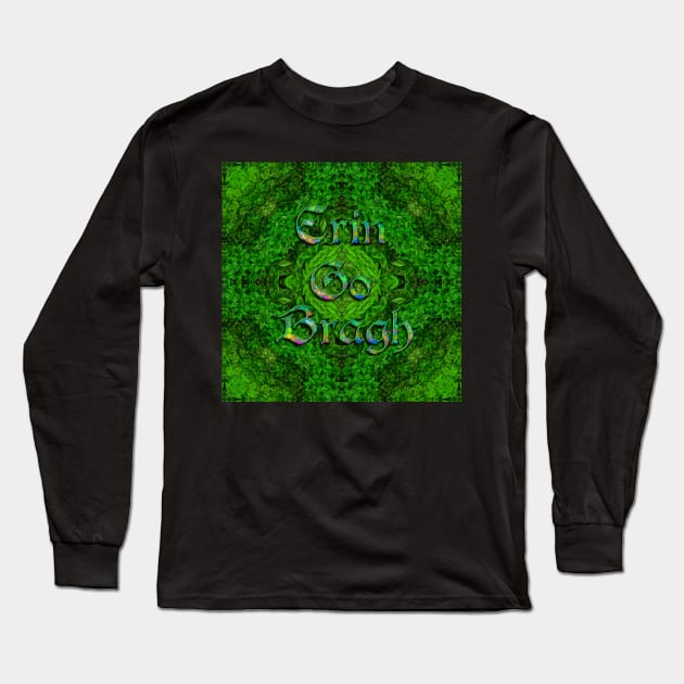 Erin Go Bragh Celtic Foliage Cross Long Sleeve T-Shirt by rihojo